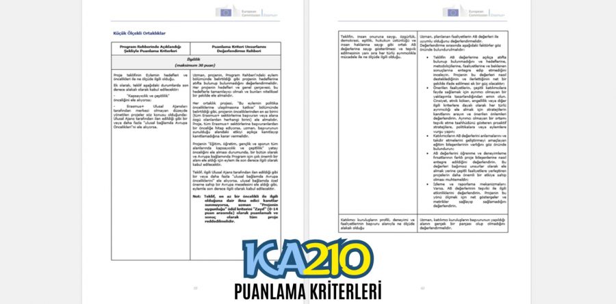 KA210 Küçük Ölçekli Ortaklık Projeleri İçin Değerlendirme Kriterleri – Türkçe!